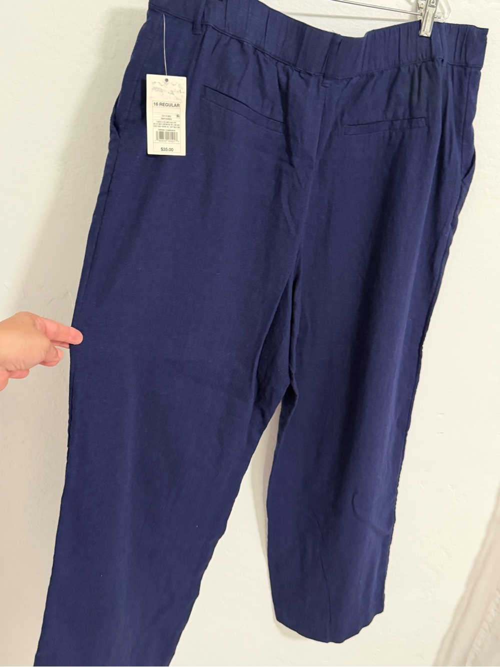 A New Day NWT Navy Linen Blend Cropped Wide Leg Pants Size 16 NWT - Picture 13 of 15
